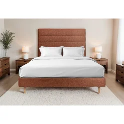 Lit avec tête de lit lignes bouclette et sommier tapissier - Lit en bois massif>Sommeil De Plomb Outlet