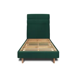 Sommeil De Plomb Lit avec tête de lit lignes velours et sommier kit - Lit en bois massif* Lit Simple