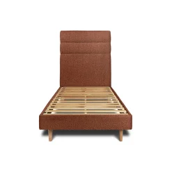 Lit avec tête de lit lignes bouclette et sommier kit - Lit en bois massif>Sommeil De Plomb Discount