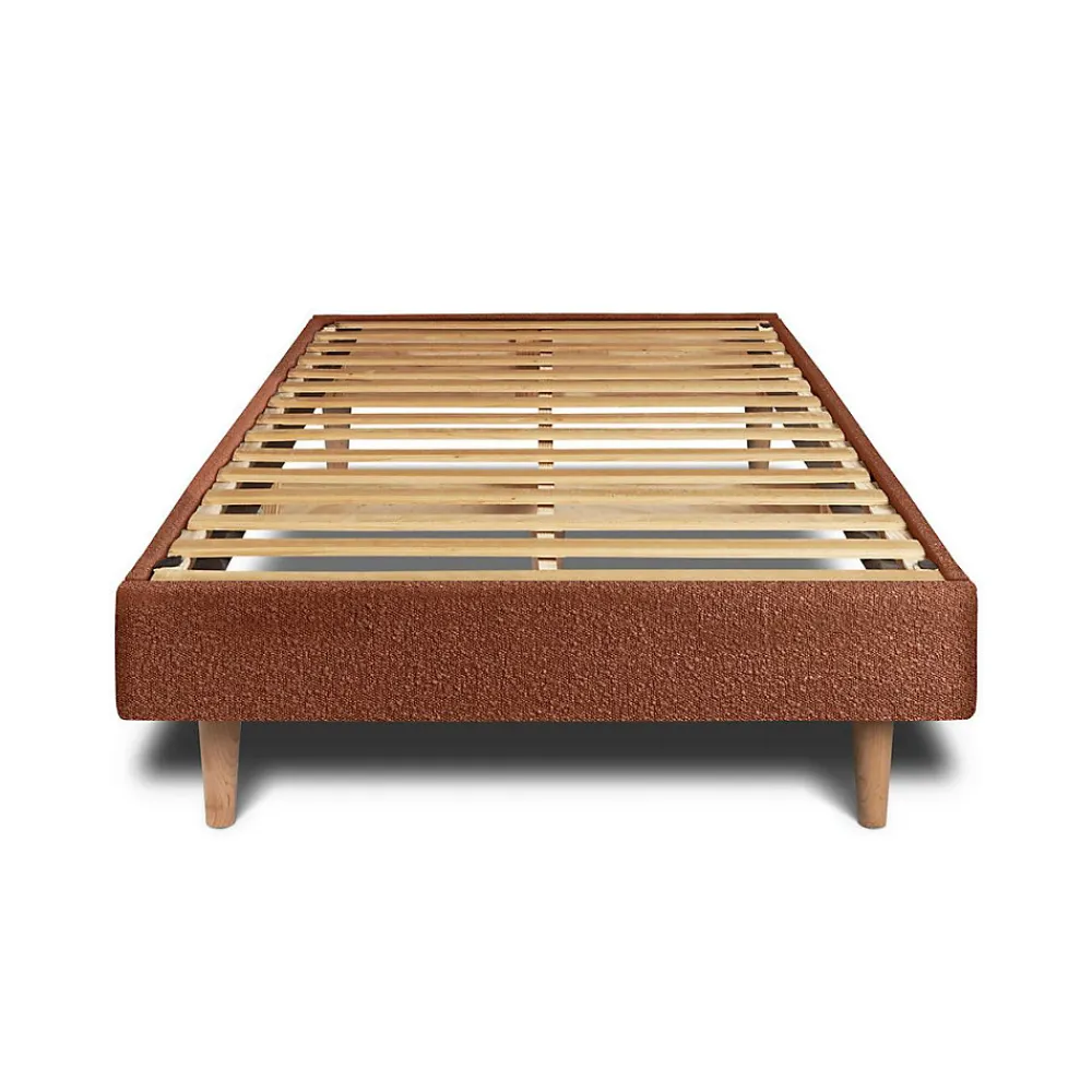 Lit avec tête de lit lignes bouclette et sommier kit - Lit en bois massif>Sommeil De Plomb Discount