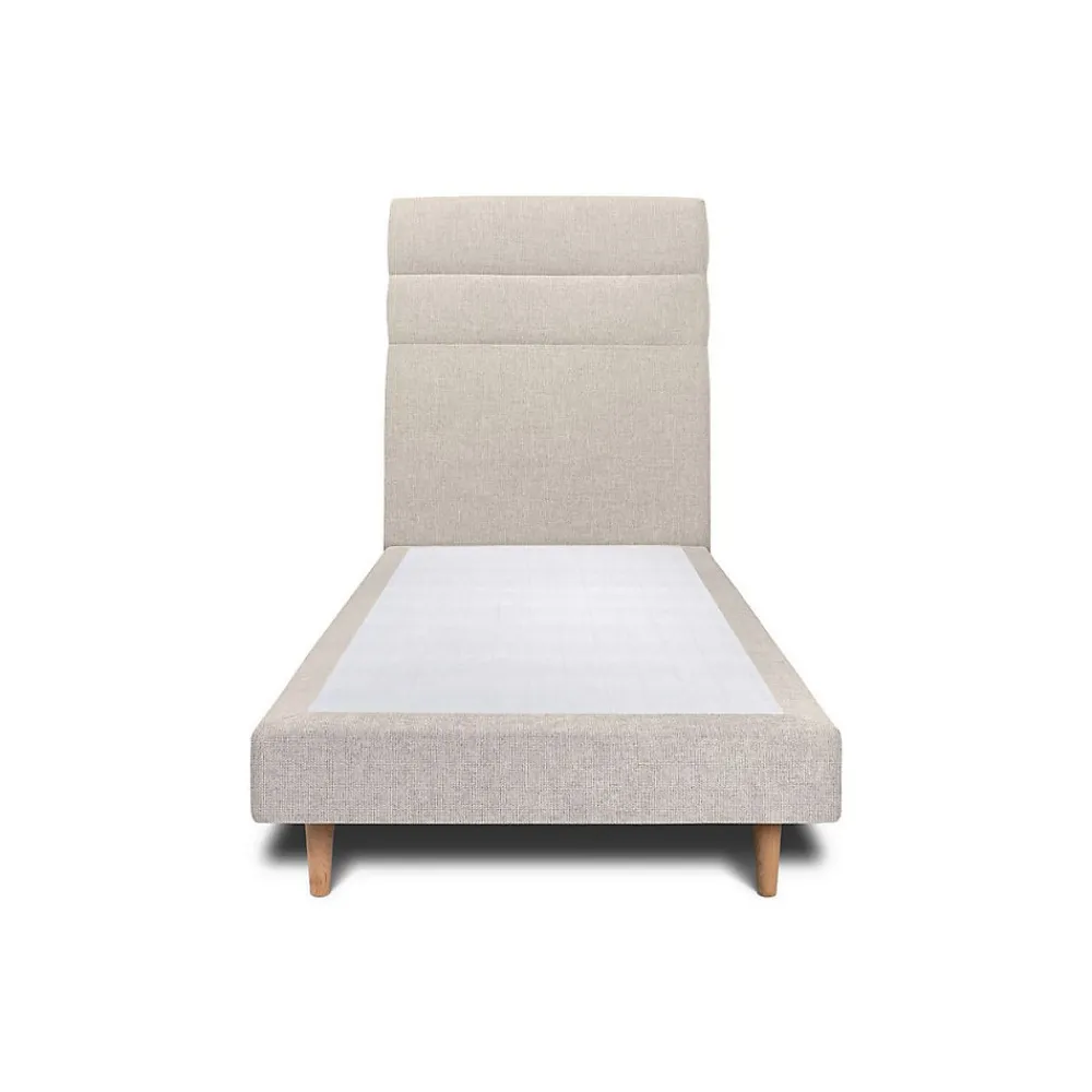 Lit avec tête de lit lignes tissu et sommier tapissier - Lit en bois massif>Sommeil De Plomb Discount