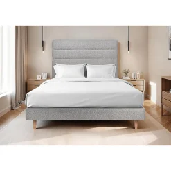 Sommeil De Plomb Lit avec tête de lit lignes bouclette et sommier tapissier - Lit en bois massif* Lit Double