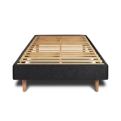 Sommeil De Plomb Lit avec tête de lit lignes tissu et sommier kit - Lit en bois massif* Lit Simple