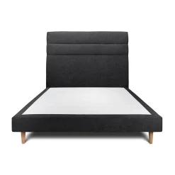 Lit avec tête de lit lignes tissu et sommier tapissier - Lit en bois massif>Sommeil De Plomb