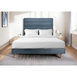 Sommeil De Plomb Lit avec tête de lit lignes bouclette et sommier kit - Lit en bois massif* Lit Simple
