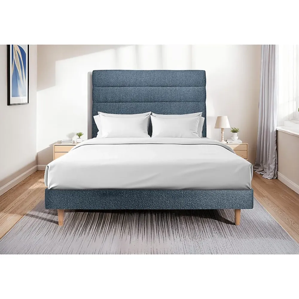 Sommeil De Plomb Lit avec tête de lit lignes bouclette et sommier kit - Lit en bois massif* Lit Simple