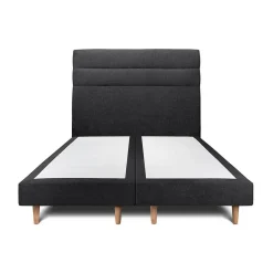 Lit avec tête de lit lignes tissu et sommier tapissier - Lit en bois massif>Sommeil De Plomb Sale