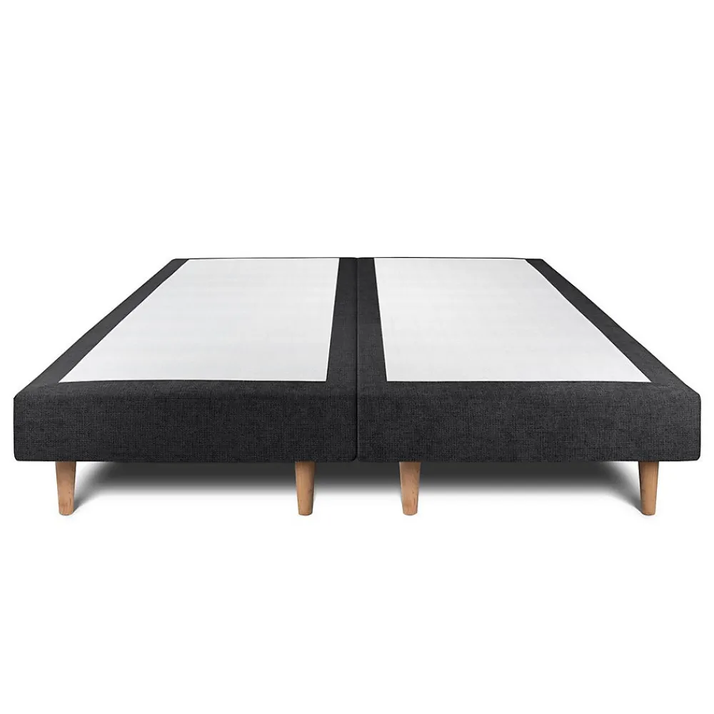 Lit avec tête de lit lignes tissu et sommier tapissier - Lit en bois massif>Sommeil De Plomb Sale