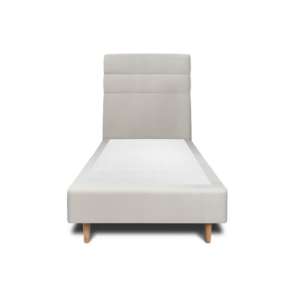 Lit avec tête de lit lignes velours et sommier tapissier - Lit en bois massif>Sommeil De Plomb Sale