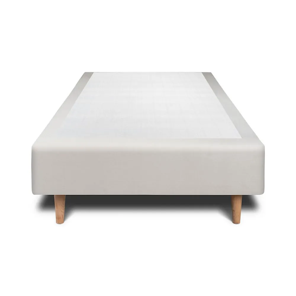 Lit avec tête de lit lignes velours et sommier tapissier - Lit en bois massif>Sommeil De Plomb Sale