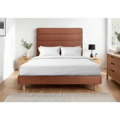 Lit avec tête de lit lignes bouclette et sommier kit - Lit en bois massif>Sommeil De Plomb Discount