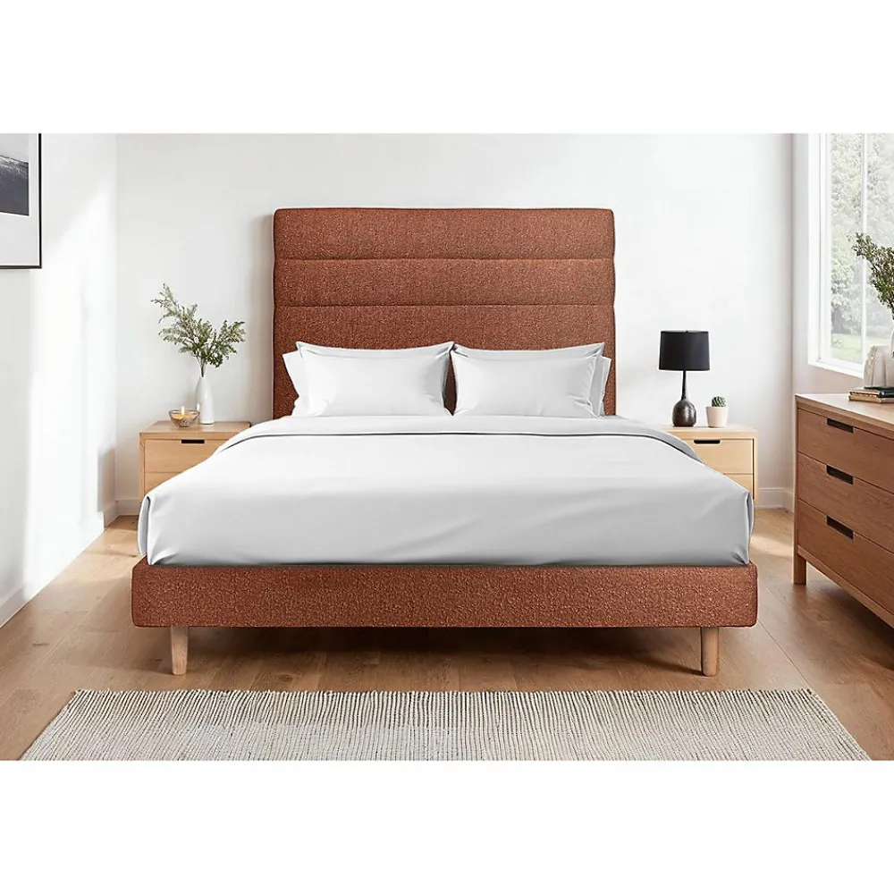 Lit avec tête de lit lignes bouclette et sommier kit - Lit en bois massif>Sommeil De Plomb Discount
