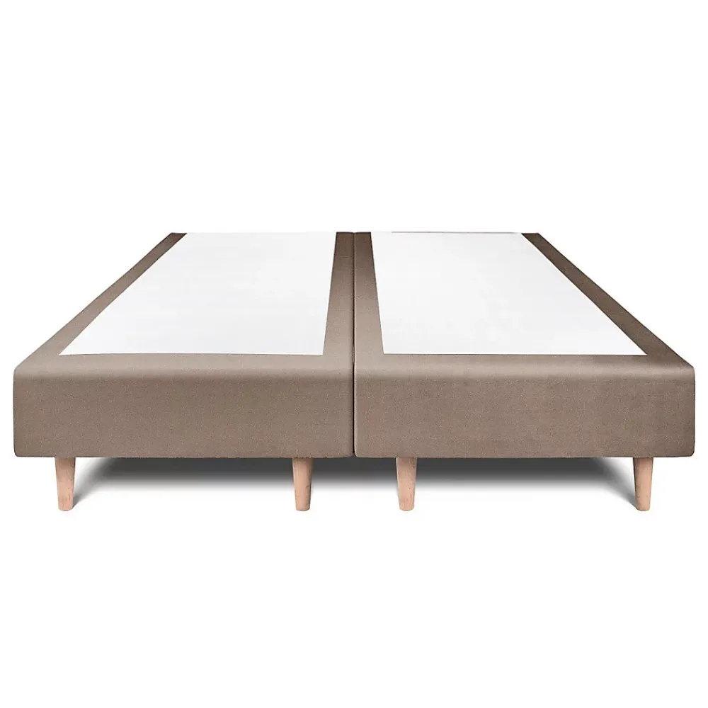 Sommeil De Plomb Lit avec tête de lit lignes velours et sommier tapissier - Lit en bois massif* Lit Double