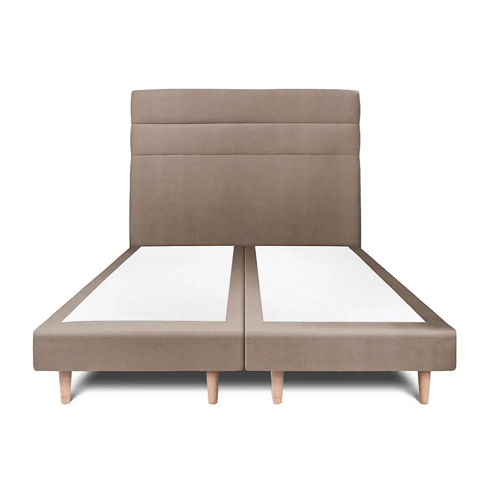Sommeil De Plomb Lit avec tête de lit lignes velours et sommier tapissier - Lit en bois massif* Lit Double