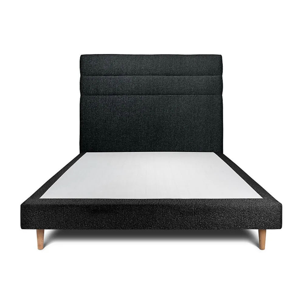 Lit avec tête de lit lignes bouclette et sommier tapissier - Lit en bois massif>Sommeil De Plomb