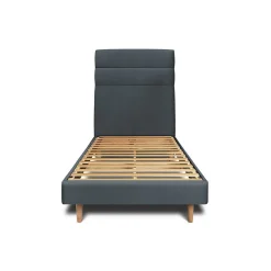 Lit avec tête de lit lignes velours et sommier kit - Lit en bois massif>Sommeil De Plomb Best