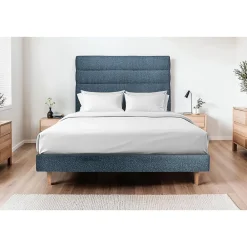 Sommeil De Plomb Lit avec tête de lit lignes bouclette et sommier tapissier - Lit en bois massif* Lit Double