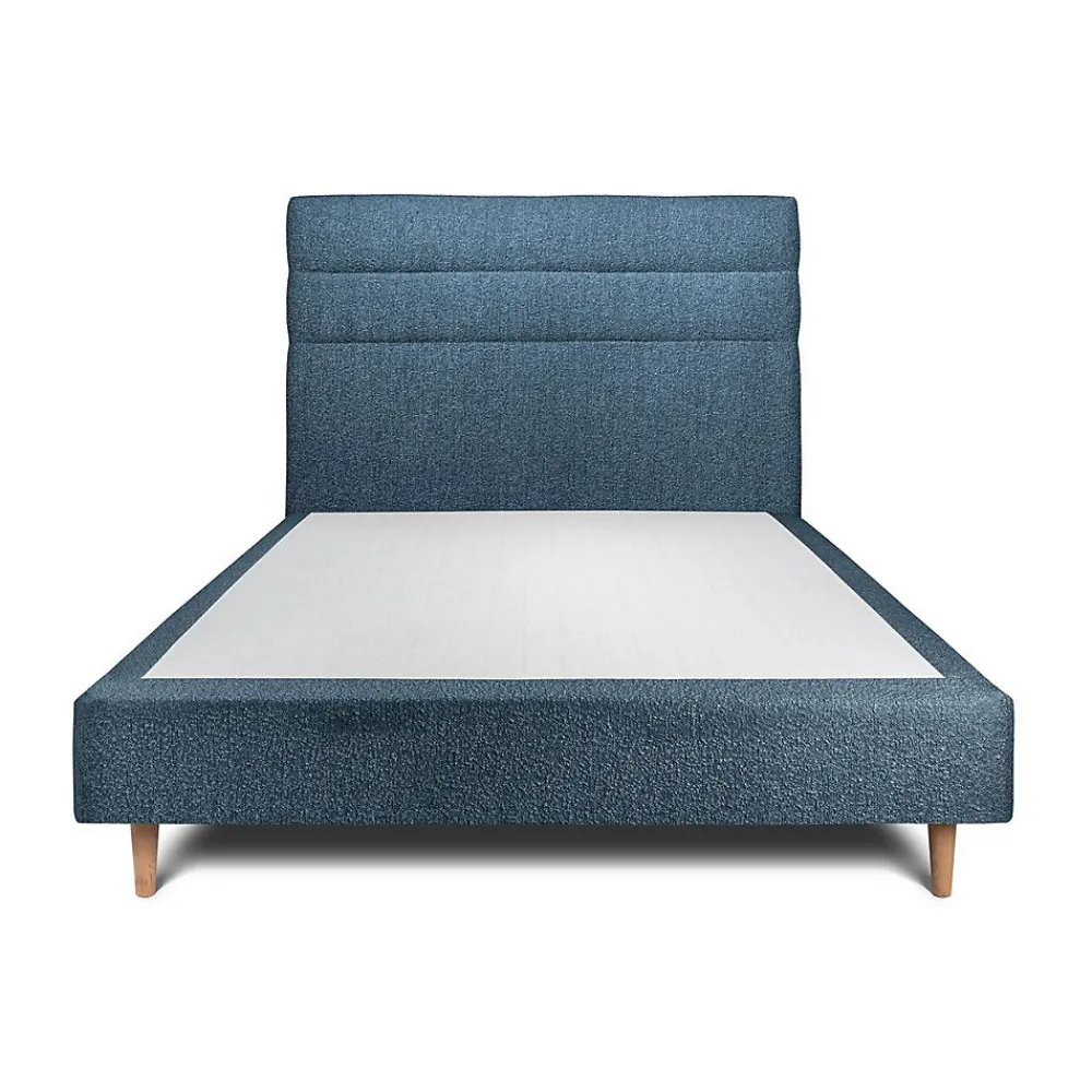 Sommeil De Plomb Lit avec tête de lit lignes bouclette et sommier tapissier - Lit en bois massif* Lit Double
