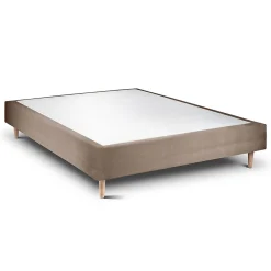 Lit avec tête de lit lignes velours et sommier tapissier - Lit en bois massif><noscript><img width=