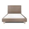Lit avec tête de lit lignes velours et sommier tapissier - Lit en bois massif>Sommeil De Plomb Discount