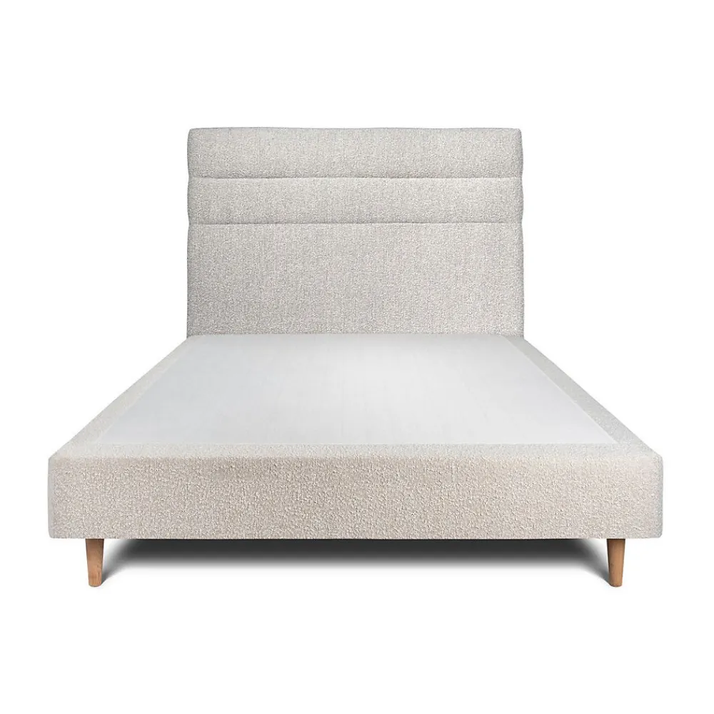Lit avec tête de lit lignes bouclette et sommier tapissier - Lit en bois massif>Sommeil De Plomb Discount
