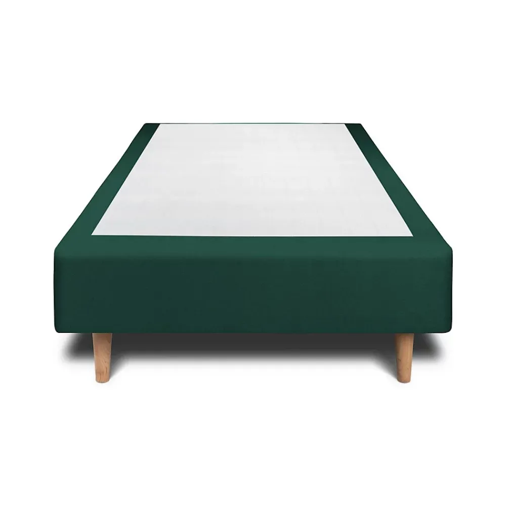 Sommeil De Plomb Lit avec tête de lit lignes velours et sommier tapissier - Lit en bois massif* Lit Simple