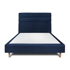 Sommeil De Plomb Lit avec tête de lit lignes velours et sommier tapissier - Lit en bois massif* Lit Simple