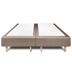 Lit avec tête de lit lignes velours et sommier tapissier - Lit en bois massif><noscript><img width=
