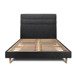 Sommeil De Plomb Lit avec tête de lit lignes tissu et sommier kit - Lit en bois massif* Lit Double
