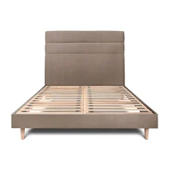 Lit avec tête de lit lignes velours et sommier kit - Lit en bois massif>Sommeil De Plomb Best