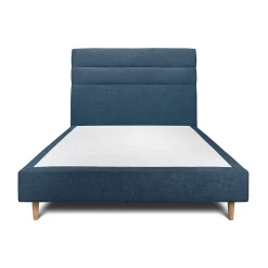 Lit avec tête de lit lignes tissu et sommier tapissier - Lit en bois massif>Sommeil De Plomb Outlet
