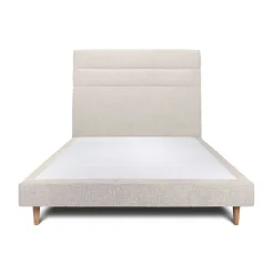 Lit avec tête de lit lignes tissu et sommier tapissier - Lit en bois massif>Sommeil De Plomb Outlet
