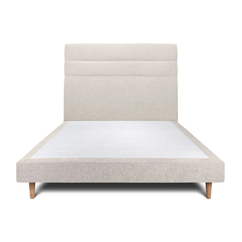 Lit avec tête de lit lignes tissu et sommier tapissier - Lit en bois massif>Sommeil De Plomb Outlet