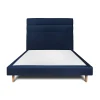 Sommeil De Plomb Lit avec tête de lit lignes velours et sommier tapissier - Lit en bois massif* Lit Simple