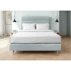 Sommeil De Plomb Lit avec tête de lit lignes velours et sommier tapissier - Lit en bois massif* Lit Double