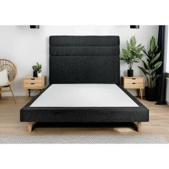 Sommeil De Plomb Lit avec tête de lit lignes bouclette et sommier tapissier - Lit en bois massif* Lit Simple