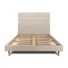 Lit avec tête de lit lignes tissu et sommier kit - Lit en bois massif>Sommeil De Plomb Discount