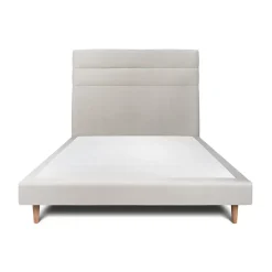 Sommeil De Plomb Lit avec tête de lit lignes velours et sommier tapissier - Lit en bois massif* Lit Simple