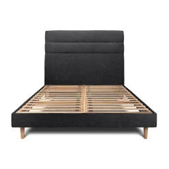 Lit avec tête de lit lignes tissu et sommier kit - Lit en bois massif>Sommeil De Plomb Online