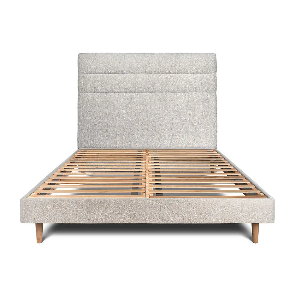 Lit avec tête de lit lignes bouclette et sommier kit - Lit en bois massif>Sommeil De Plomb New