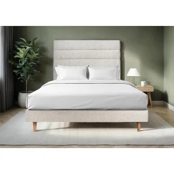 Lit avec tête de lit lignes bouclette et sommier kit - Lit en bois massif>Sommeil De Plomb New