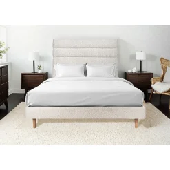 Lit avec tête de lit lignes bouclette et sommier tapissier - Lit en bois massif>Sommeil De Plomb Online