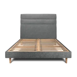 Lit avec tête de lit lignes tissu et sommier kit - Lit en bois massif>Sommeil De Plomb Online