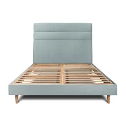Lit avec tête de lit lignes velours et sommier kit - Lit en bois massif>Sommeil De Plomb