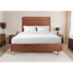 Sommeil De Plomb Lit avec tête de lit lignes bouclette et sommier tapissier - Lit en bois massif* Lit Double