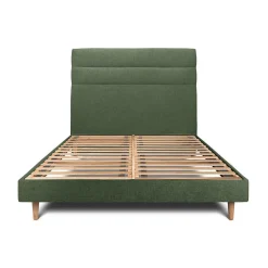 Lit avec tête de lit lignes tissu et sommier kit - Lit en bois massif>Sommeil De Plomb New