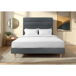 Sommeil De Plomb Lit avec tête de lit lignes velours et sommier kit - Lit en bois massif* Lit Simple