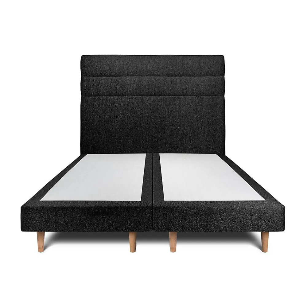 Lit avec tête de lit lignes bouclette et sommier tapissier - Lit en bois massif>Sommeil De Plomb Online