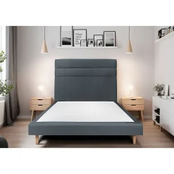 Sommeil De Plomb Lit avec tête de lit lignes velours et sommier tapissier - Lit en bois massif* Lit Double