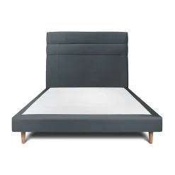 Sommeil De Plomb Lit avec tête de lit lignes velours et sommier tapissier - Lit en bois massif* Lit Double